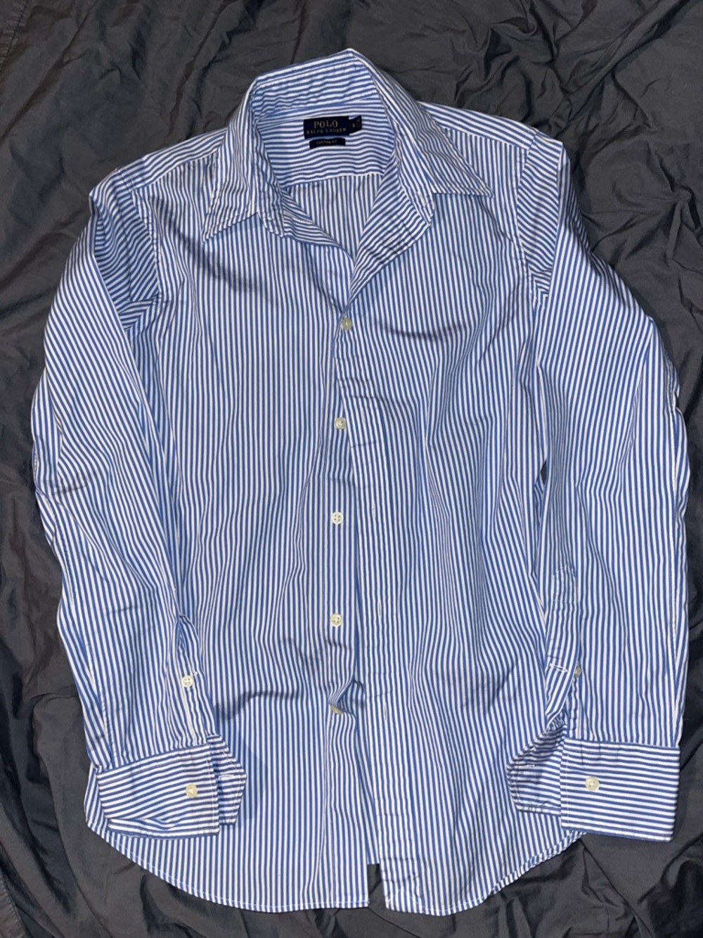 NWOT Polo by Ralph Lauren Blue and White Stripe Dress Shirt Size 8 Womens